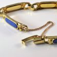 Bezel Set Lapis Inlay Gold Chain Bracelet | 4.50ctw | 7.5  | For Cheap