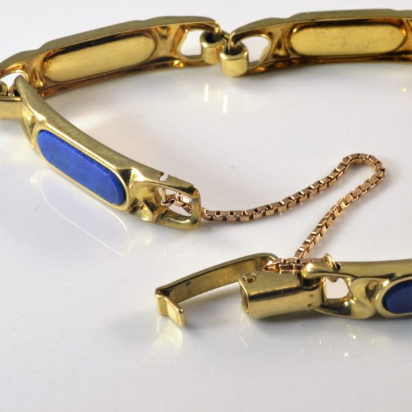 Bezel Set Lapis Inlay Gold Chain Bracelet | 4.50ctw | 7.5  | For Cheap