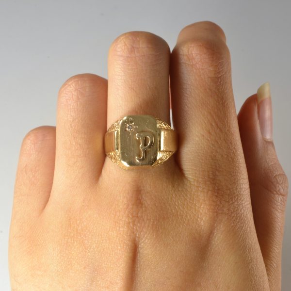 Diamond Initial  P  Signet Ring | 0.02ct | SZ 9.25 | Online Sale