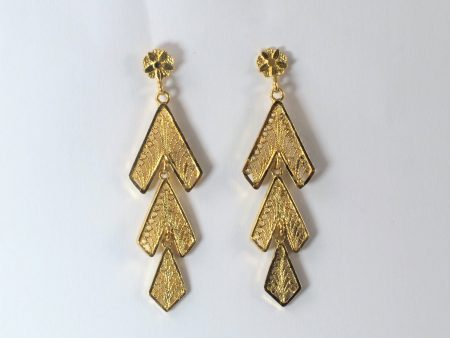 Gold Filigree Drop Stud Earrings | For Sale