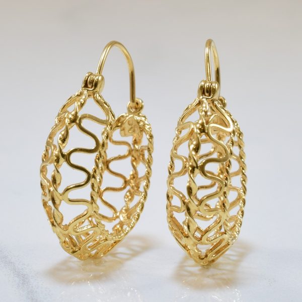 Hollow Yellow Gold Hoop Earrings | For Cheap