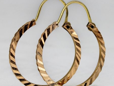 14k Rose Gold Textured Hoop Earrings | Supply