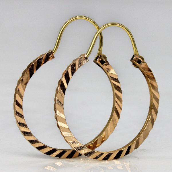 14k Rose Gold Textured Hoop Earrings | Supply