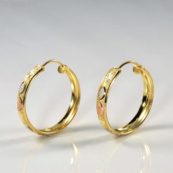 Tri Tone Gold Textured Hoop Earrings | Online Hot Sale