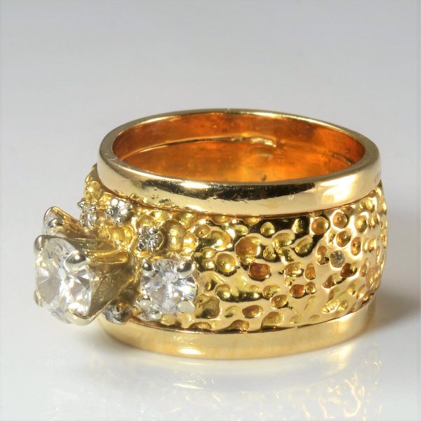 Nugget Textured Diamond Ring | 1.10ctw | SZ 6.25 | Hot on Sale