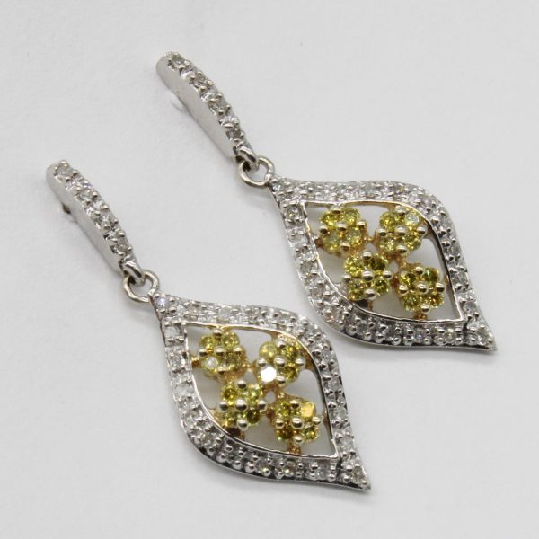 Two Tone Diamond Drop Earrings | 0.34ctw | Fashion