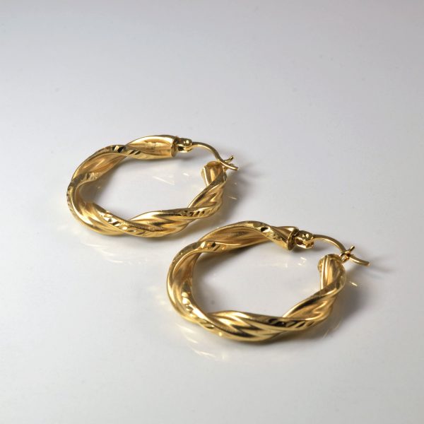 Twisted Yellow Gold Hoop Earrings | For Discount