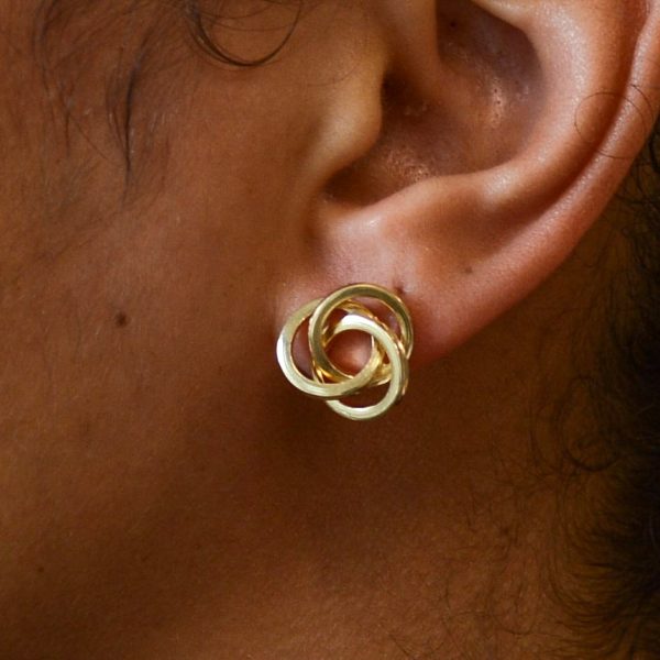 Yellow Gold Interwoven Stud Earrings | Discount