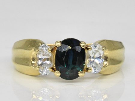 Three Stone Blue & White Sapphire Ring | 1.55ctw | SZ 7 | Online