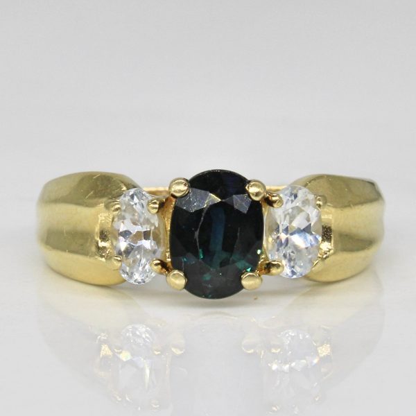 Three Stone Blue & White Sapphire Ring | 1.55ctw | SZ 7 | Online