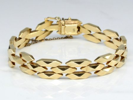 14k Yellow Gold Geometric Link Bracelet | 7  | Cheap