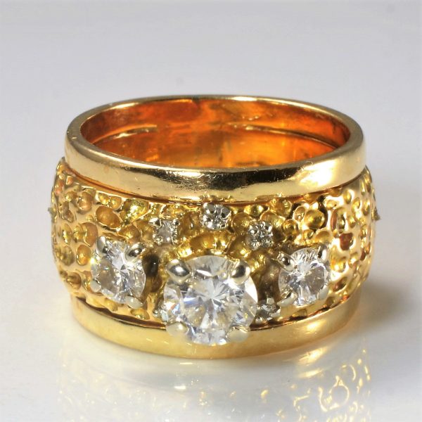 Nugget Textured Diamond Ring | 1.10ctw | SZ 6.25 | Hot on Sale