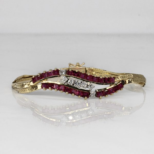 Cascading Ruby & Diamond Bracelet | 2.50ctw, 0.28ctw | 7  | on Sale