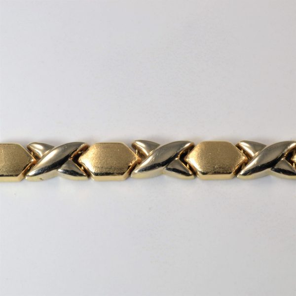 Crossover Two Tone Gold Bracelet | 7  | Fashion