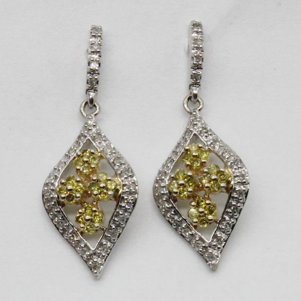 Two Tone Diamond Drop Earrings | 0.34ctw | Fashion