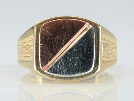 10k Two Tone Signet Ring | SZ 10 | For Sale