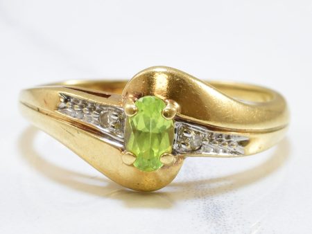 Peridot & Diamond Bypass Ring | 0.50ct, 0.02ctw | SZ 6 | Hot on Sale