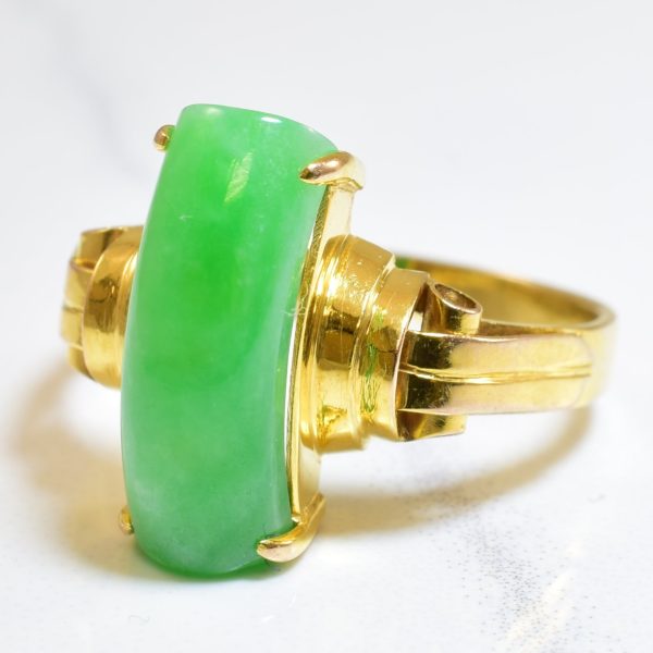 Curved Jadeite Cabochon Ring | 2.50ct | SZ 4.5 | Supply