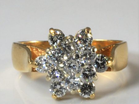 Diamond Burst Cluster Ring | 0.78ctw | SZ 6.75 | Online Sale