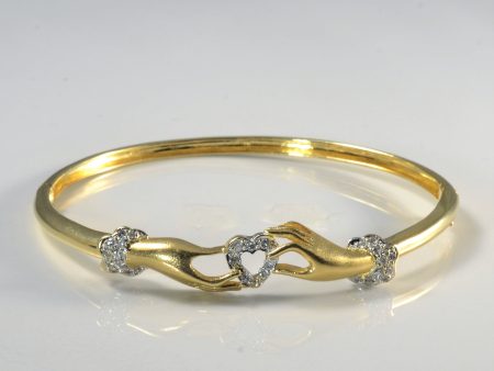 Holding Heart Diamond Bangle | 0.30ctw | 7  | Fashion