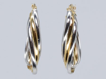 14k Two Tone Layered Hoop Earrings | on Sale