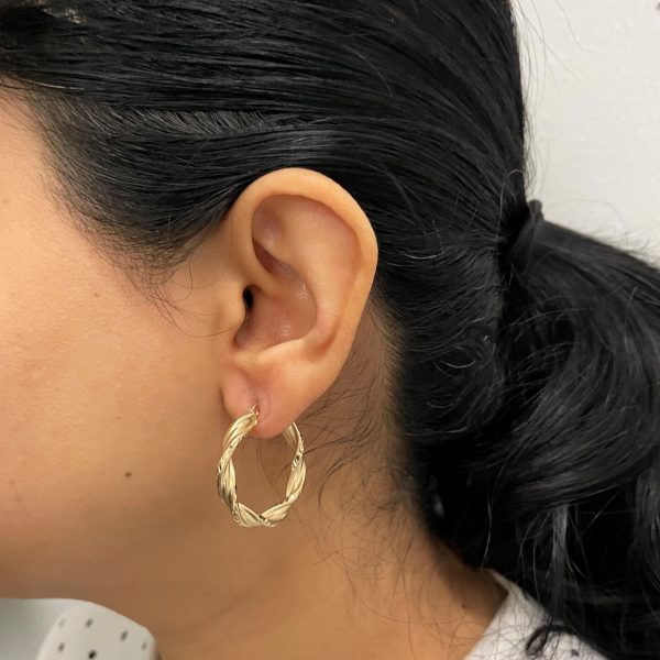 Twisted Yellow Gold Hoop Earrings | For Discount