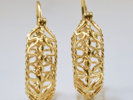 Hollow Yellow Gold Hoop Earrings | For Cheap