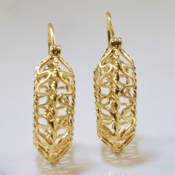 Hollow Yellow Gold Hoop Earrings | For Cheap