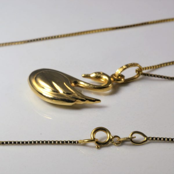 Yellow Gold Swan Pendant Necklace | 18 | For Cheap