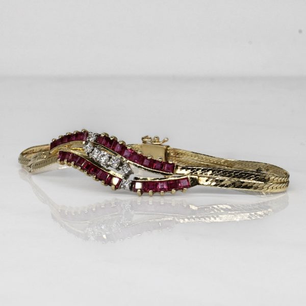 Cascading Ruby & Diamond Bracelet | 2.50ctw, 0.28ctw | 7  | on Sale