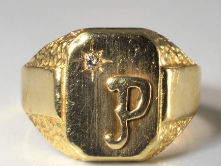 Diamond Initial  P  Signet Ring | 0.02ct | SZ 9.25 | Online Sale