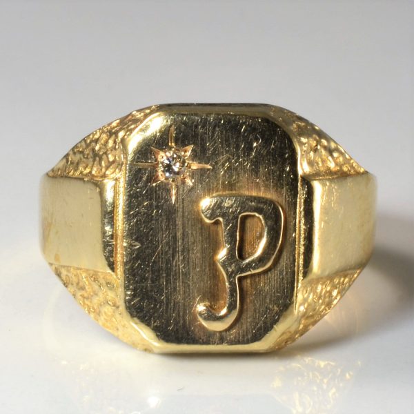 Diamond Initial  P  Signet Ring | 0.02ct | SZ 9.25 | Online Sale