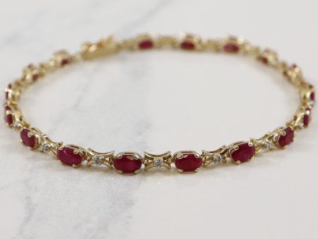 Ruby & Diamond XO Bracelet | 4.25ctw, 0.08ctw | 7.5  | For Sale