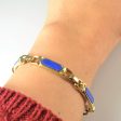 Bezel Set Lapis Inlay Gold Chain Bracelet | 4.50ctw | 7.5  | For Cheap