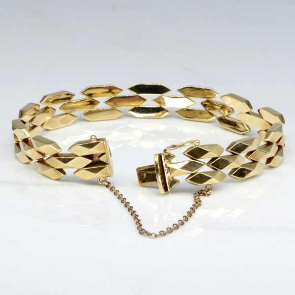 14k Yellow Gold Geometric Link Bracelet | 7  | Cheap