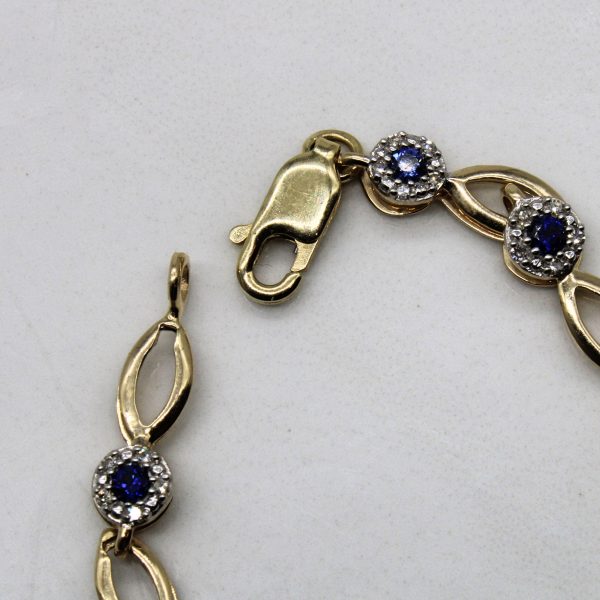 Synthetic Sapphire & Diamond Bracelet | 0.56ctw, 0.20ctw | 7  | Sale