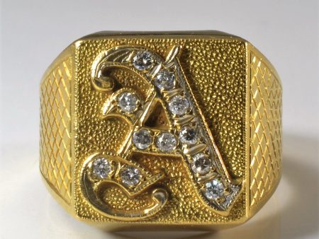 Diamond Initial  A  Signet Ring | 0.15ctw | SZ 11.5 | Online Sale