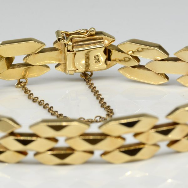 14k Yellow Gold Geometric Link Bracelet | 7  | Cheap