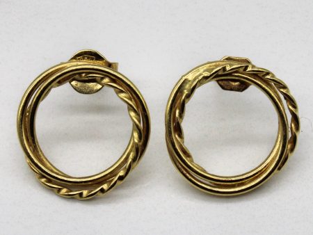 18k Yellow Gold Overlapping Hoop Earrings Online Sale