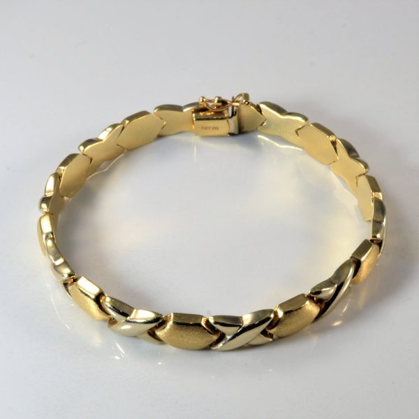 Crossover Two Tone Gold Bracelet | 7  | Fashion