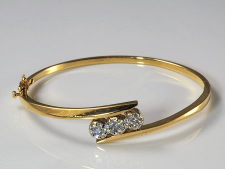 Triple Diamond Cluster Bypass Bangle | 0.24ctw | 6.5  | Online Hot Sale