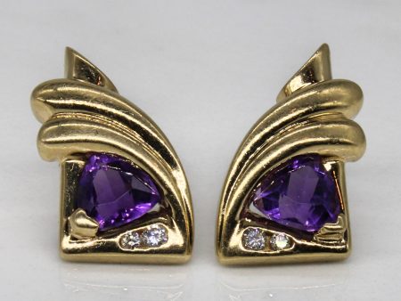 Amethyst & Diamond Earrings | 1.00ctw, 0.06ctw | Fashion