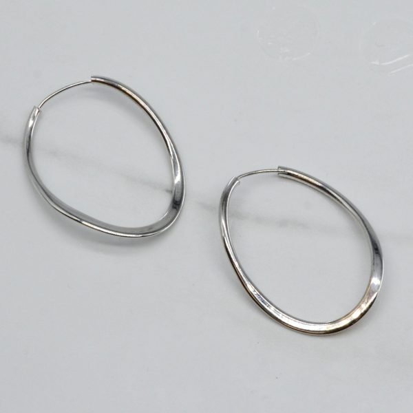 14k White Gold Wavy Hoops | For Cheap