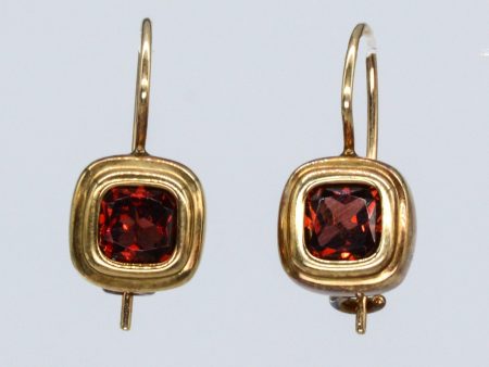 Square Garnet Wire Drop Earrings | 2.30ctw | Cheap