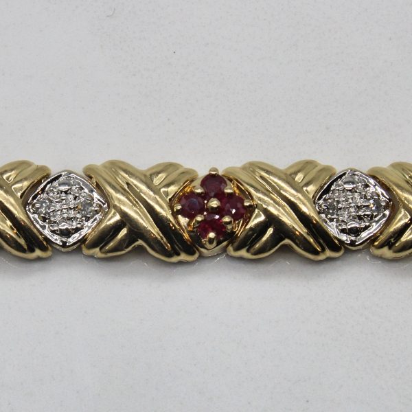 Ruby & Diamond Cluster Bracelet | 1.00ctw, 0.09ctw | 7  | For Cheap