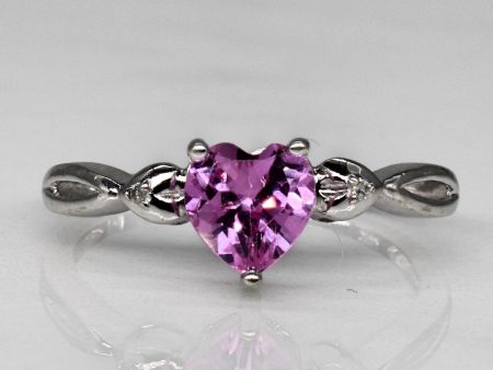 Synthetic Pink Sapphire Heart Ring | 0.90ct, 0.01ctw | SZ 7 | Sale