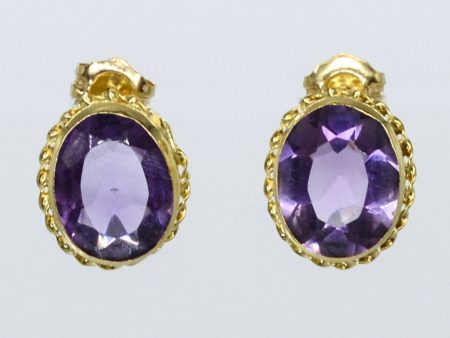 Mid Century Amethyst Stud Earrings | 3.30ctw | Discount