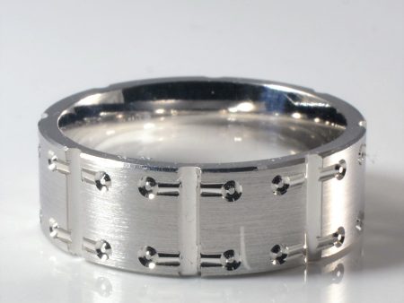 10k White Gold Fence Link Ring | SZ 10 | Supply