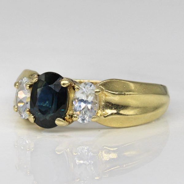 Three Stone Blue & White Sapphire Ring | 1.55ctw | SZ 7 | Online