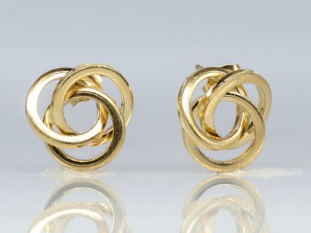 Yellow Gold Interwoven Stud Earrings | Discount